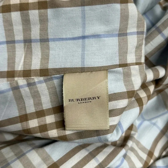 Burberry Trench Coat Jacket Button Down Nova Check Plaid Light Blue Size 8 R - Picture 14 of 16